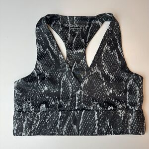 Beyond Yoga Sports Bra Tank Top Womens Size XS Black Gray Snakeskin Glossy